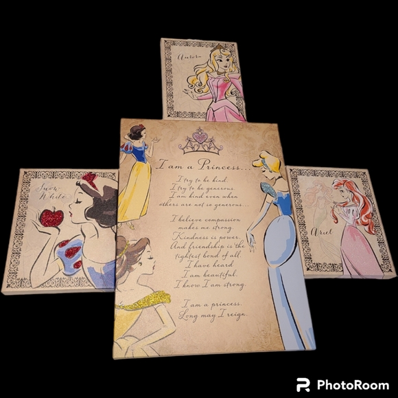 DISNEY PRINCESS Artissimo Canvas Wall Art Set